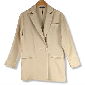 PRETTY LITTLE THING Neutral Cream Fitted Blazer: US Women's 8